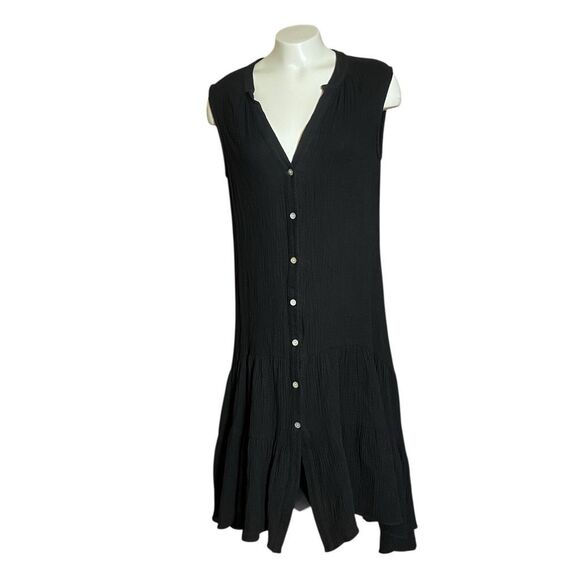 Anthropologie Dresses & Skirts - Anthropologie Drew Black Sleeveless Gauze Cotton Tiered Dress
